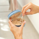 VELVET JEWELRY BOX - round & light blue