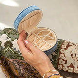 VELVET JEWELRY BOX - round & green