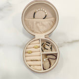 VELVET JEWELRY BOX - round & pink