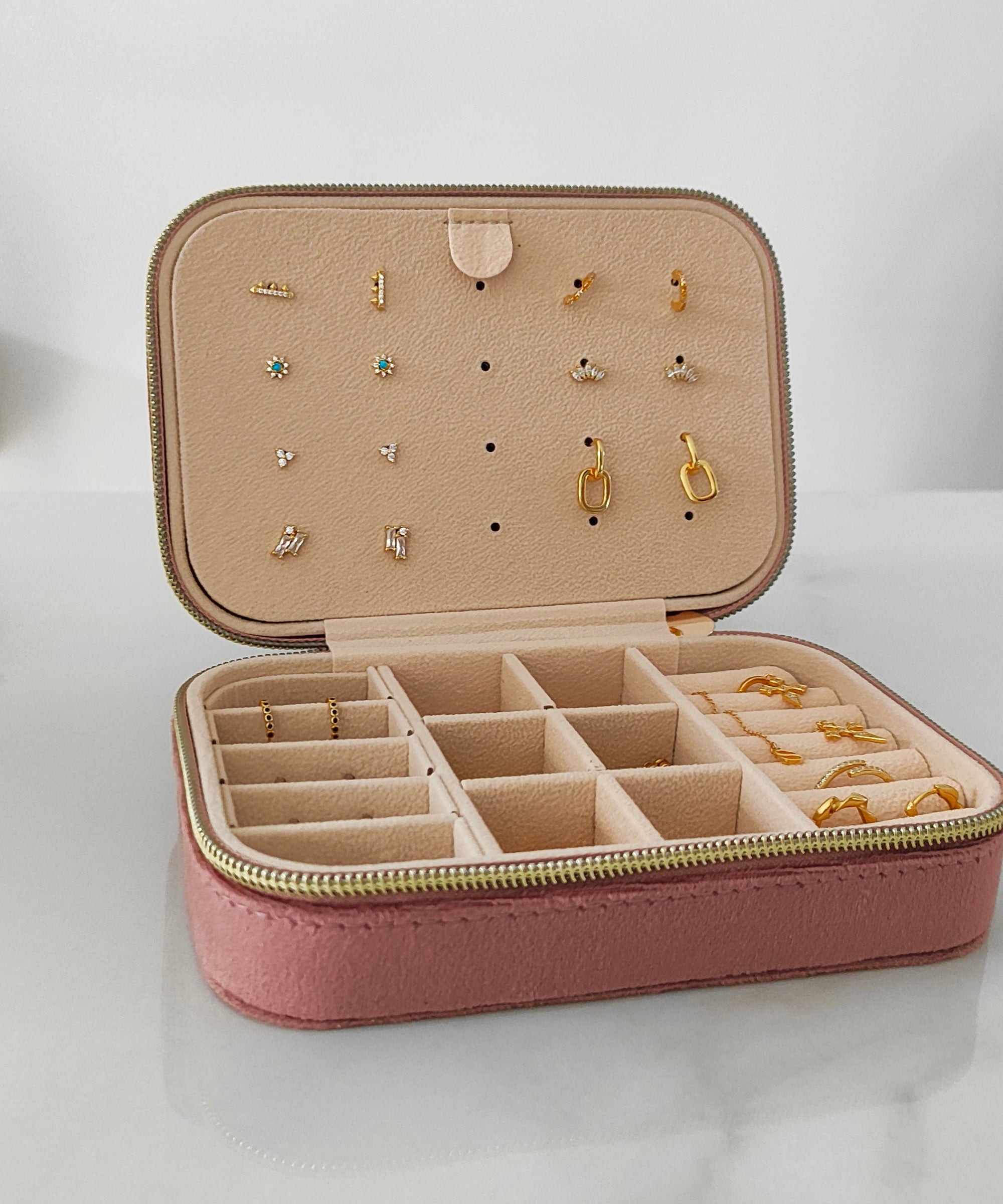 VELVET JEWELRY BOX - rectangle & pink