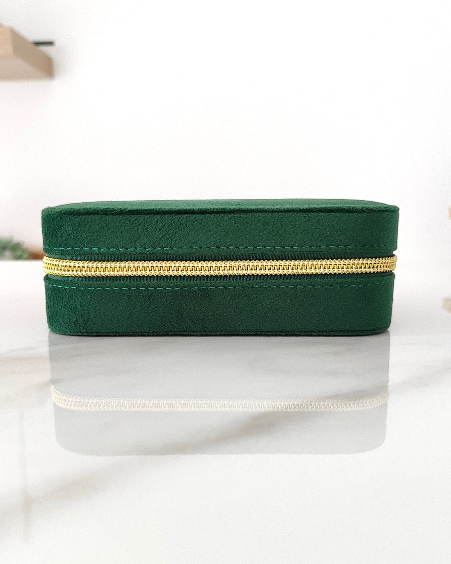 VELVET JEWELRY BOX - rectangle & green