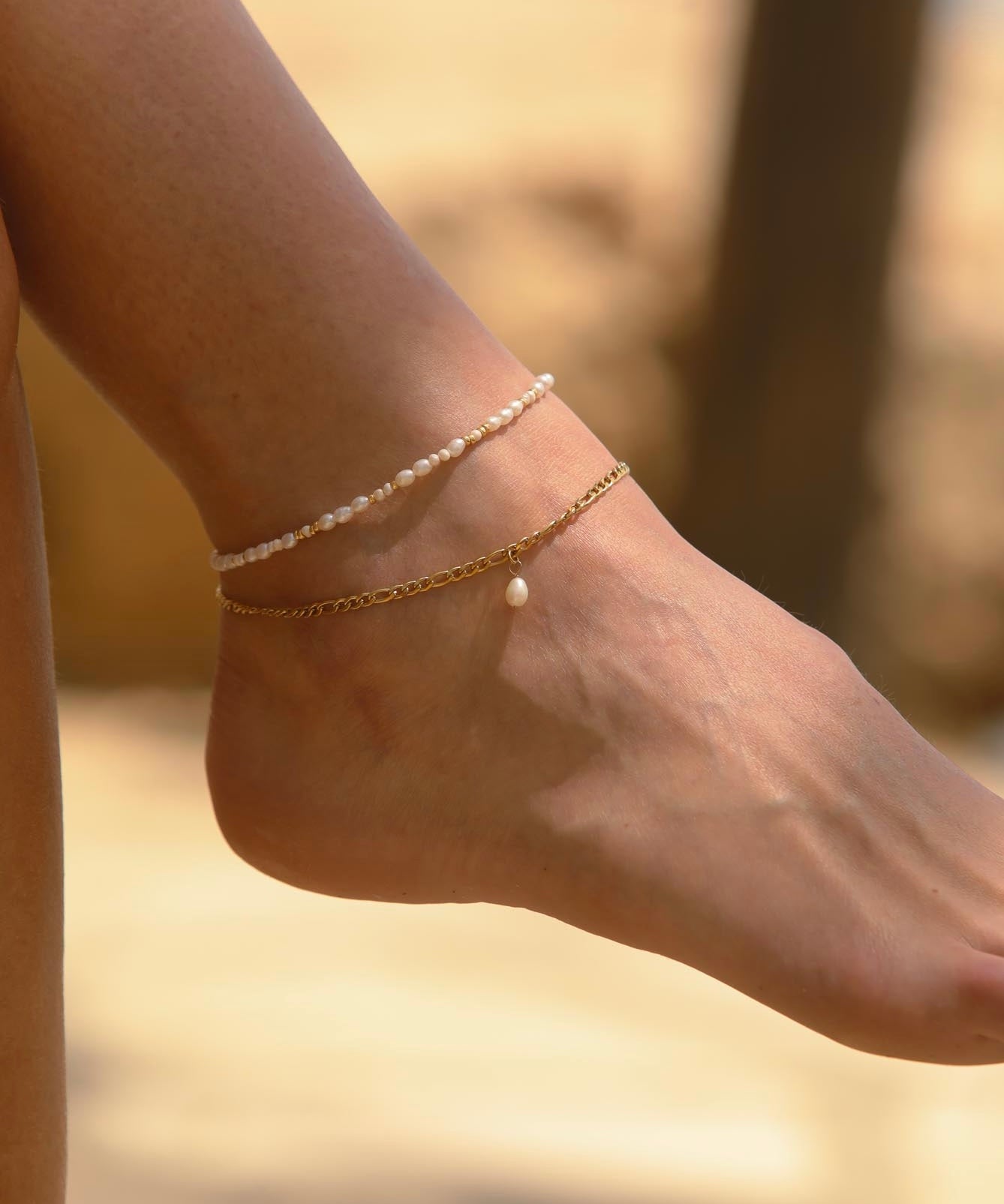 THEA anklet - single pearl